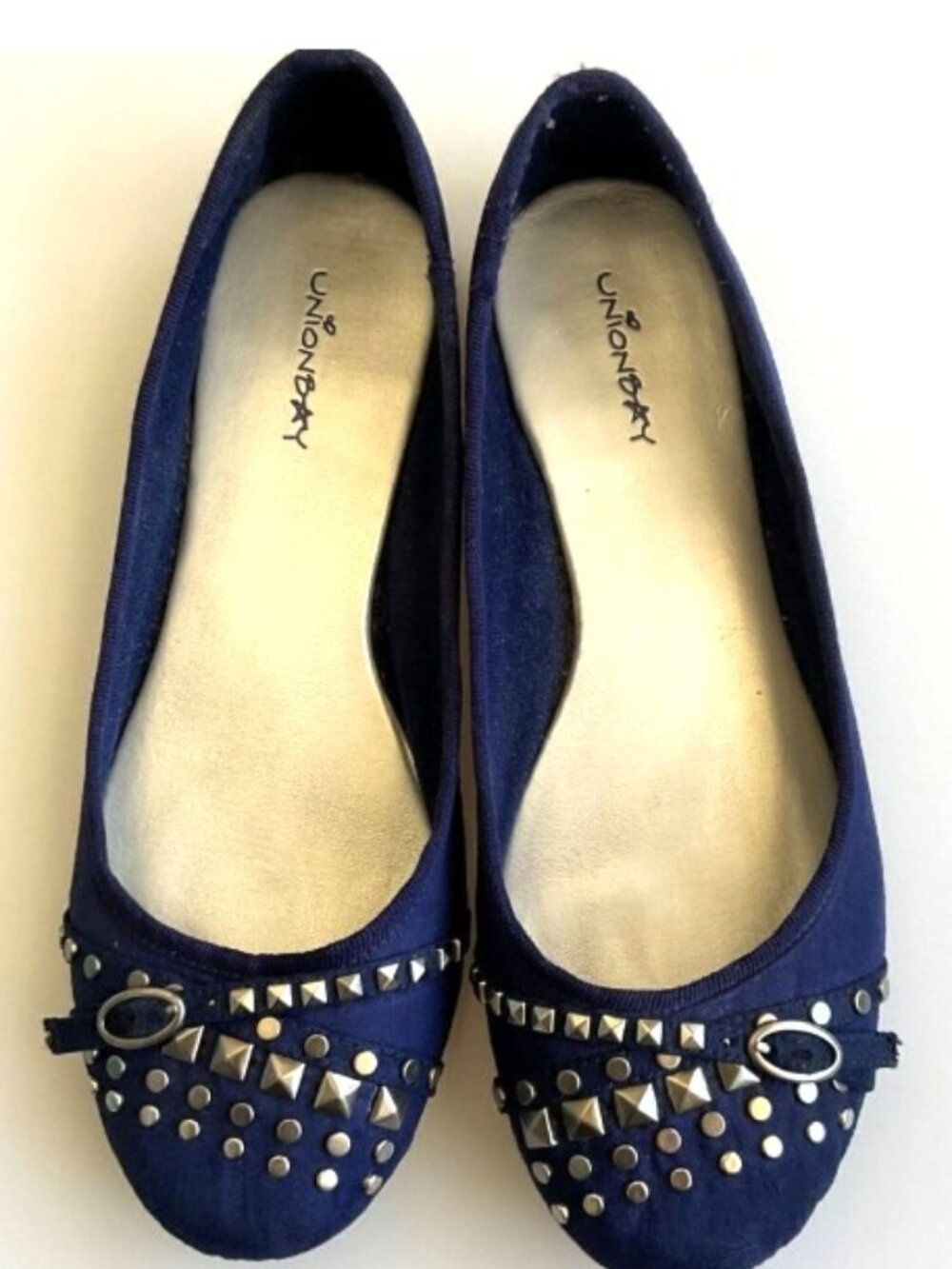 JAZZIE FLATS EMBLISHED NAVY SHOES 8M